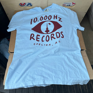 10,000 Hz HAND-DRAWN LOGO T-SHIRT [HYDRANGEA BLUE w/ MAROON]